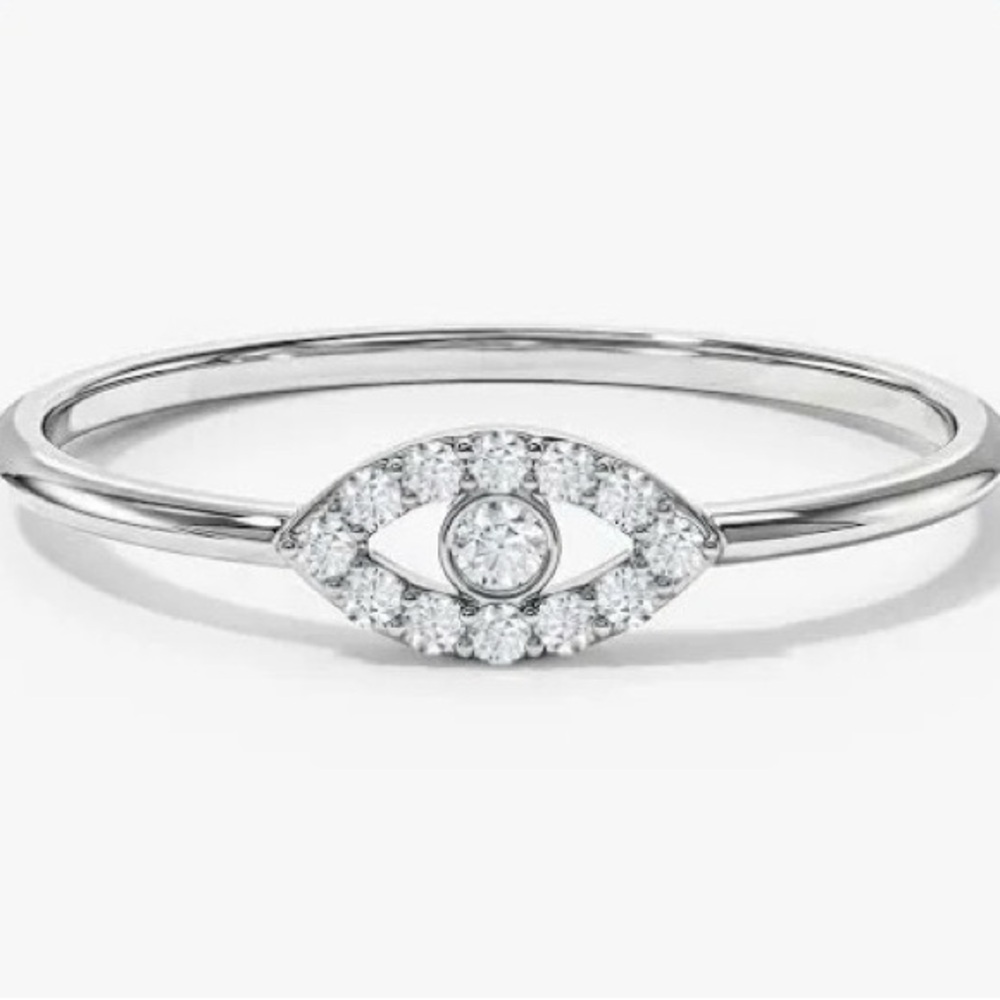 Sterling Silver Eye Halo Ring - Silver